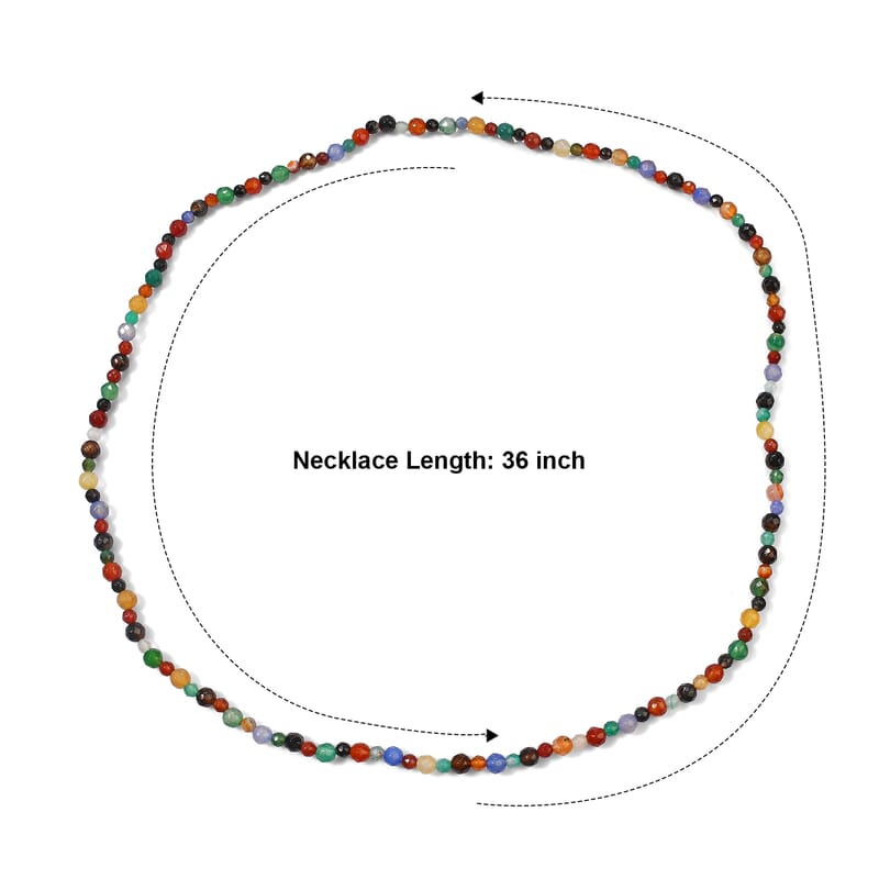 Multi Agate 335.00 ctw Beaded Necklace 36 Inches