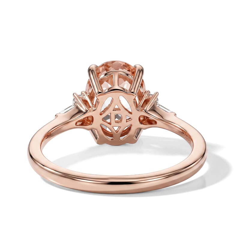 D'Joy Premium Marropino Morganite and Diamond 1.90 ctw Classic Romance Ring in 18K Vermeil Rose Gold Over Sterling Silver (Size 9.0)