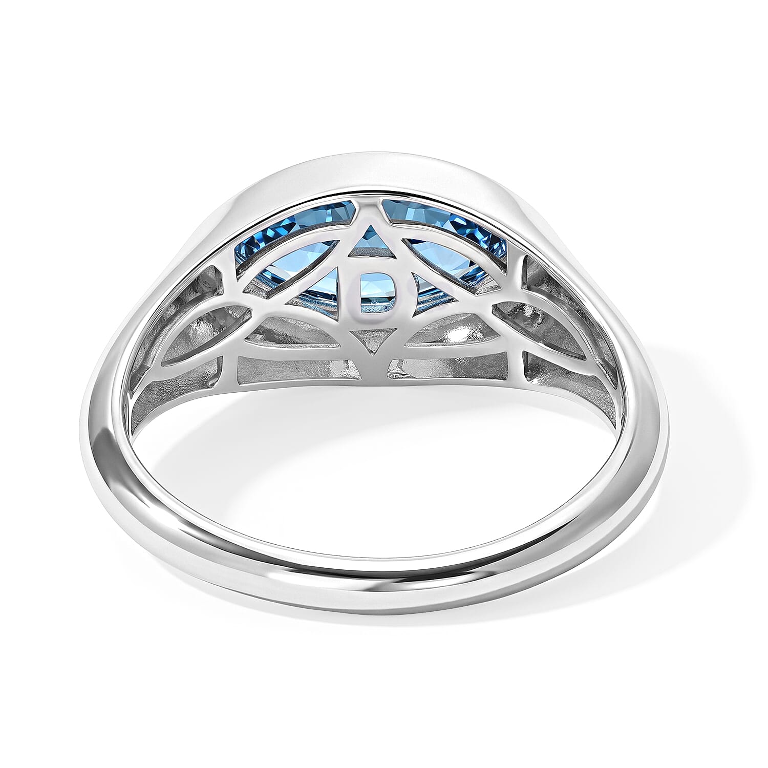 D'Joy Premium Swiss Blue Topaz 2.15 ctw Azure Eye Solitaire Ring in Rhodium Over Sterling Silver (Size 10.0)