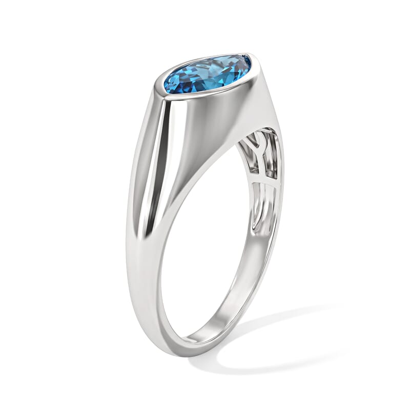 D'Joy Premium Swiss Blue Topaz 2.15 ctw Azure Eye Solitaire Ring in Rhodium Over Sterling Silver (Size 7.0)