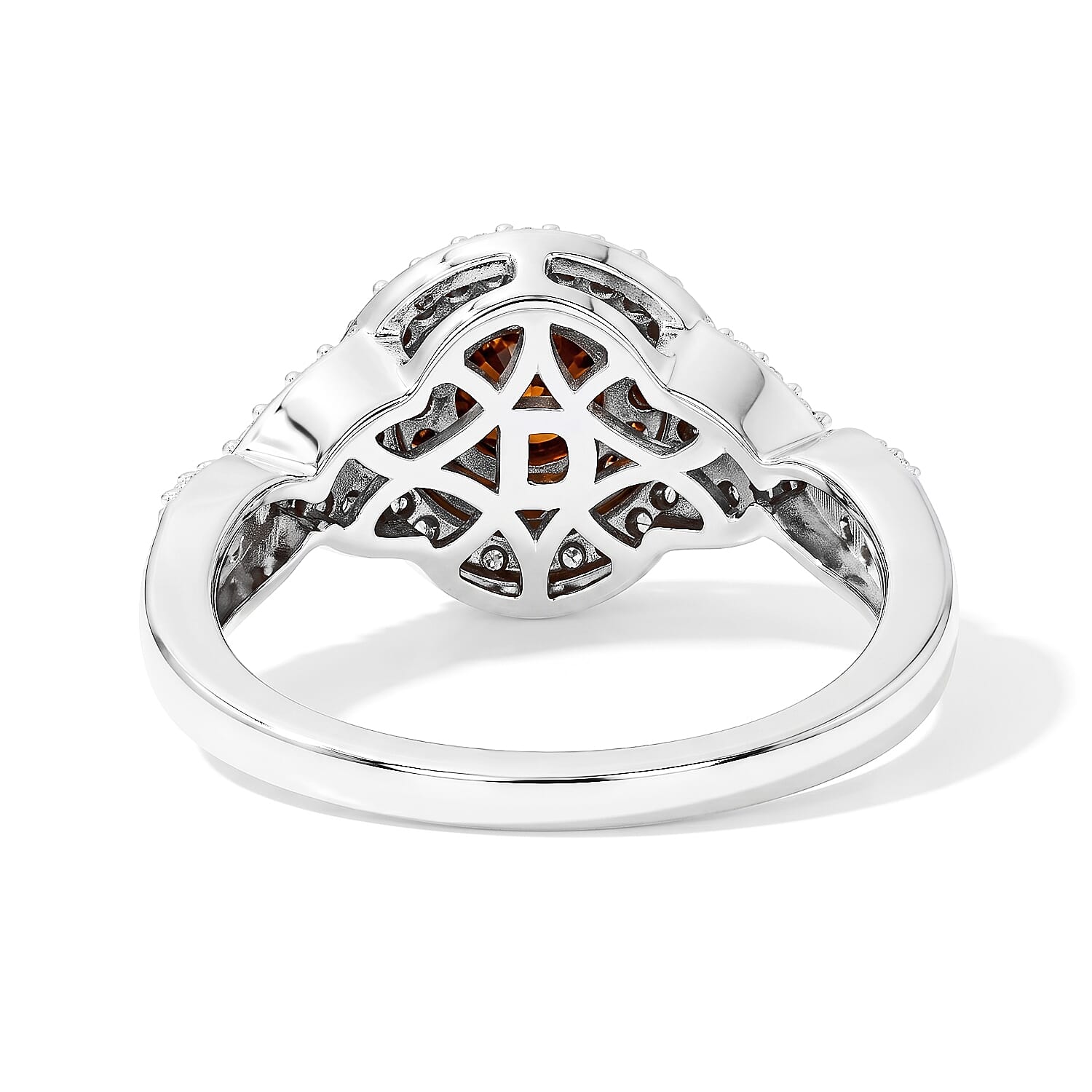 D'Joy Red Diamond IR and Diamond 1.00 ctw Crimson Halo Ring in Rhodium Over Sterling Silver (Size 6.0)