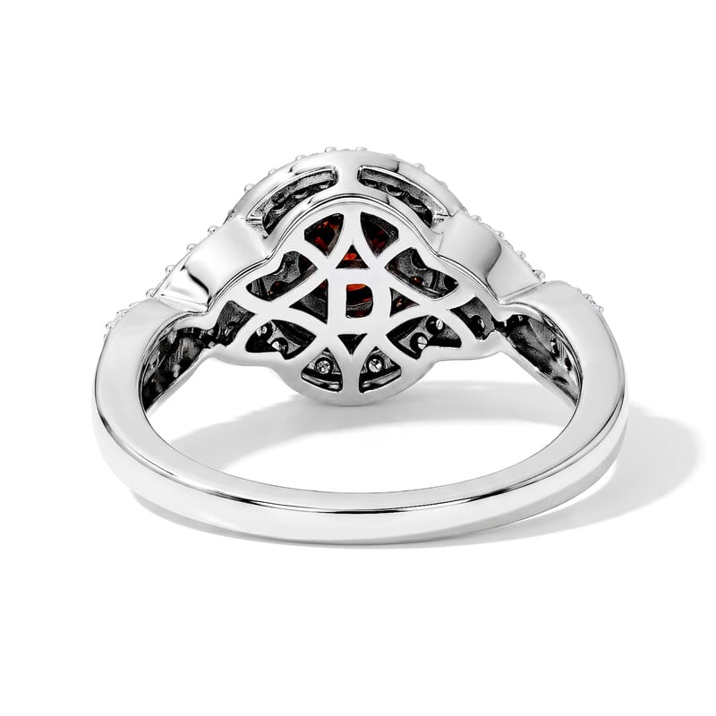 D'Joy Red Diamond IR and Diamond 1.00 ctw Crimson Halo Ring in Rhodium Over Sterling Silver (Size 7.0)
