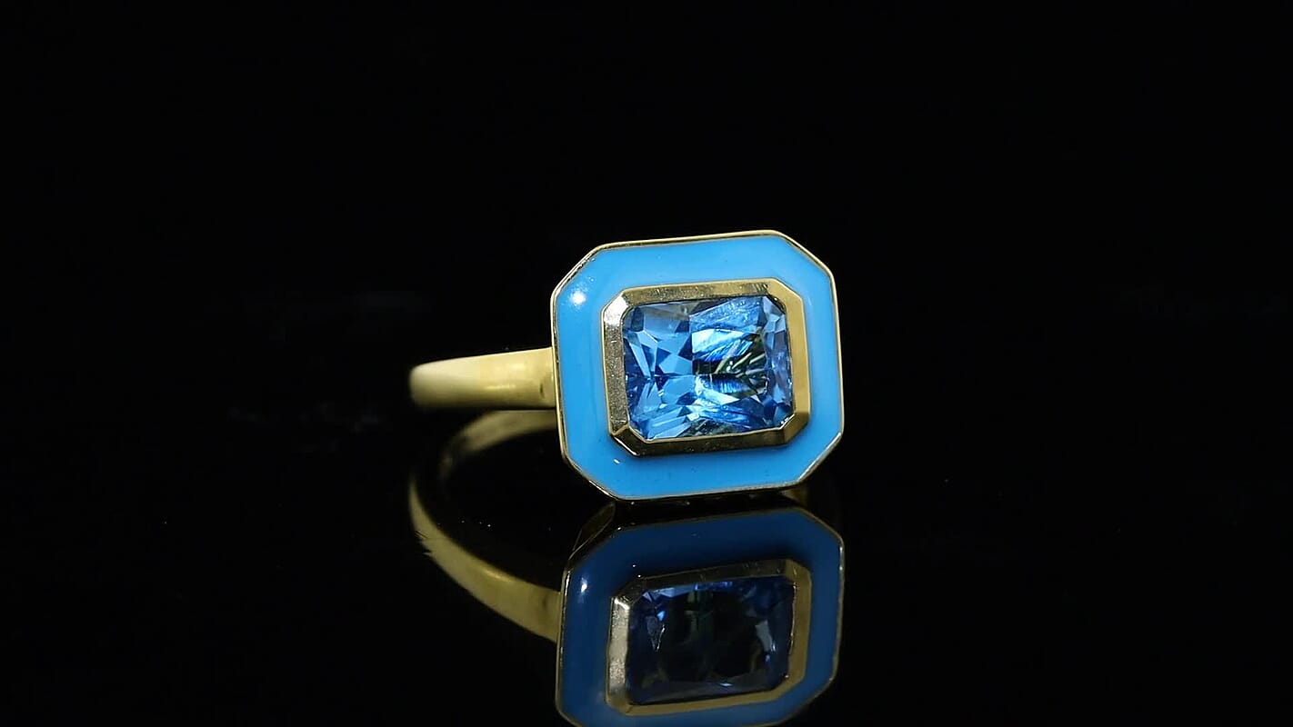 D''Joy Premium Swiss Blue Topaz 2.80 ctw Solitaire Ring in 18K Vermeil Yellow Gold Over Sterling Silver (Size 9.0)