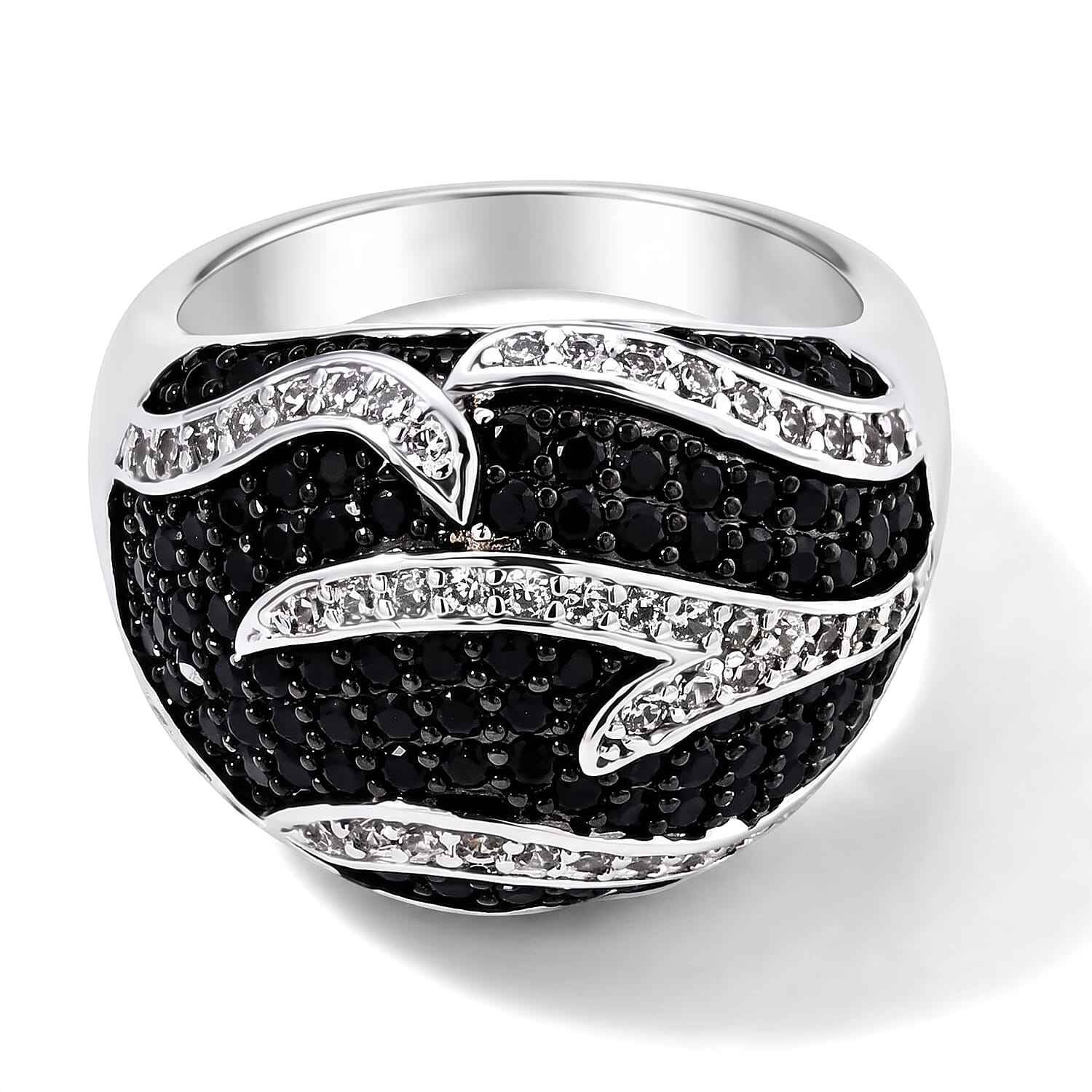 EverTrue Thai Black Spinel 1.25 ctw Ring in Dualtone (Size 5.0)