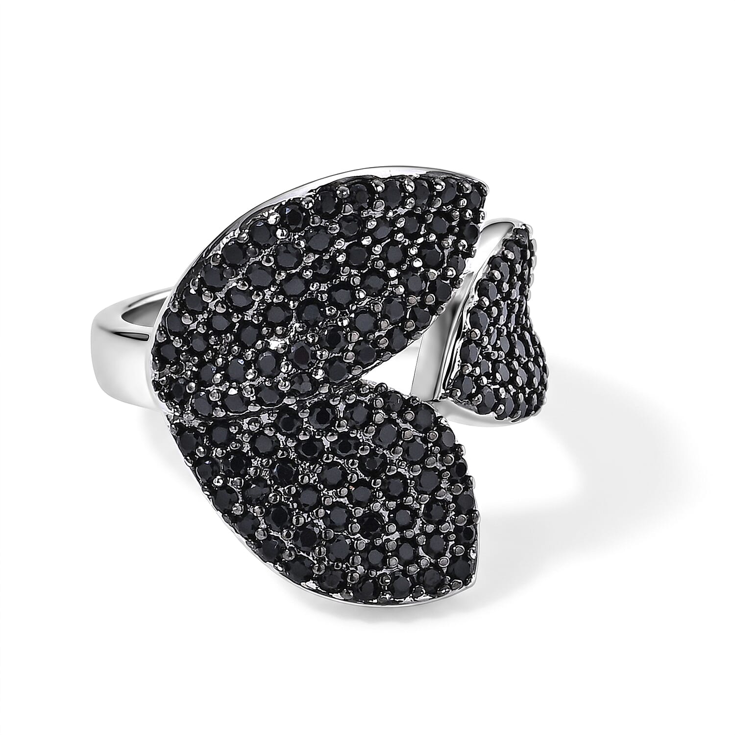 EverTrue Thai Black Spinel 1.40 ctw Leaf Ring in Dualtone (Size 5.0)