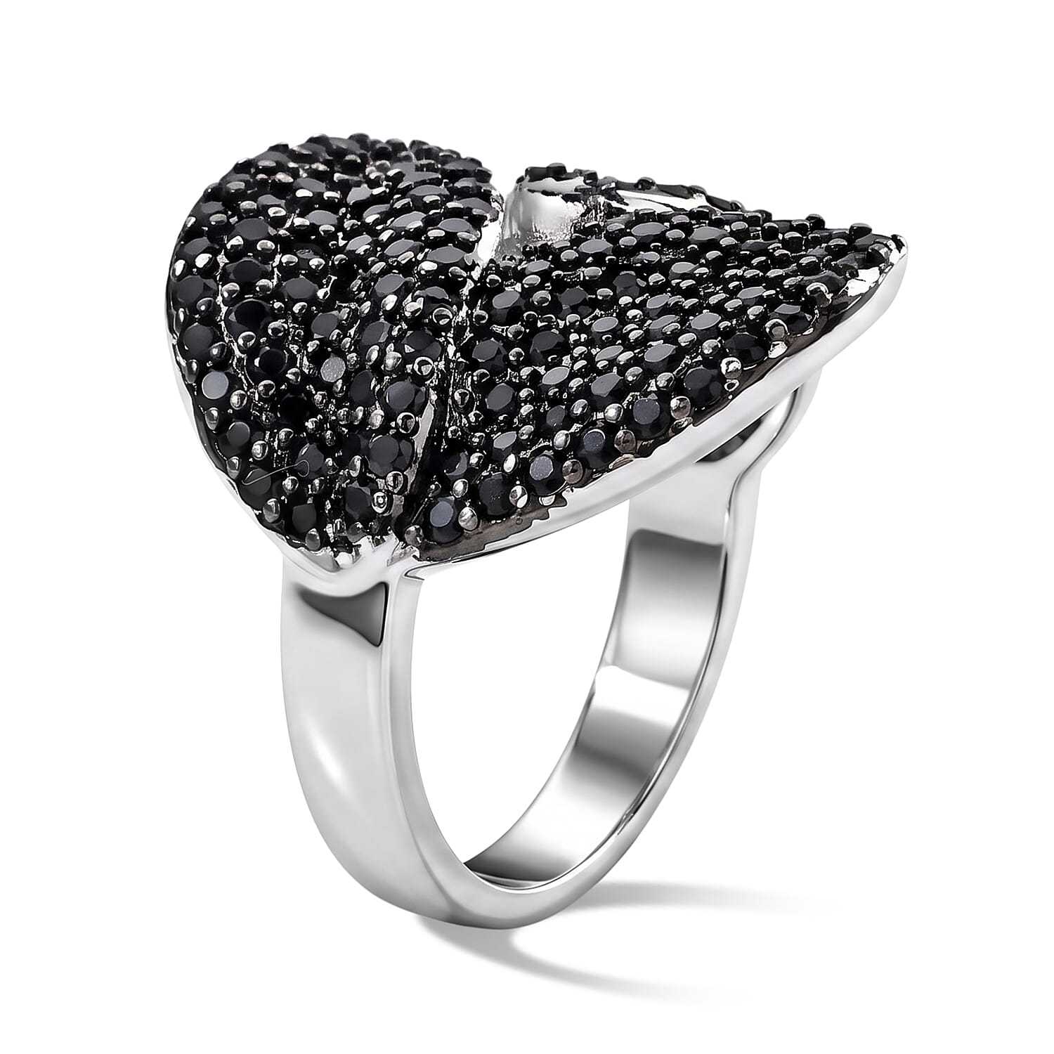 EverTrue Thai Black Spinel 1.40 ctw Leaf Ring in Dualtone (Size 5.0)