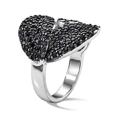 EverTrue Thai Black Spinel 1.40 ctw Leaf Ring in Dualtone (Size 5.0)