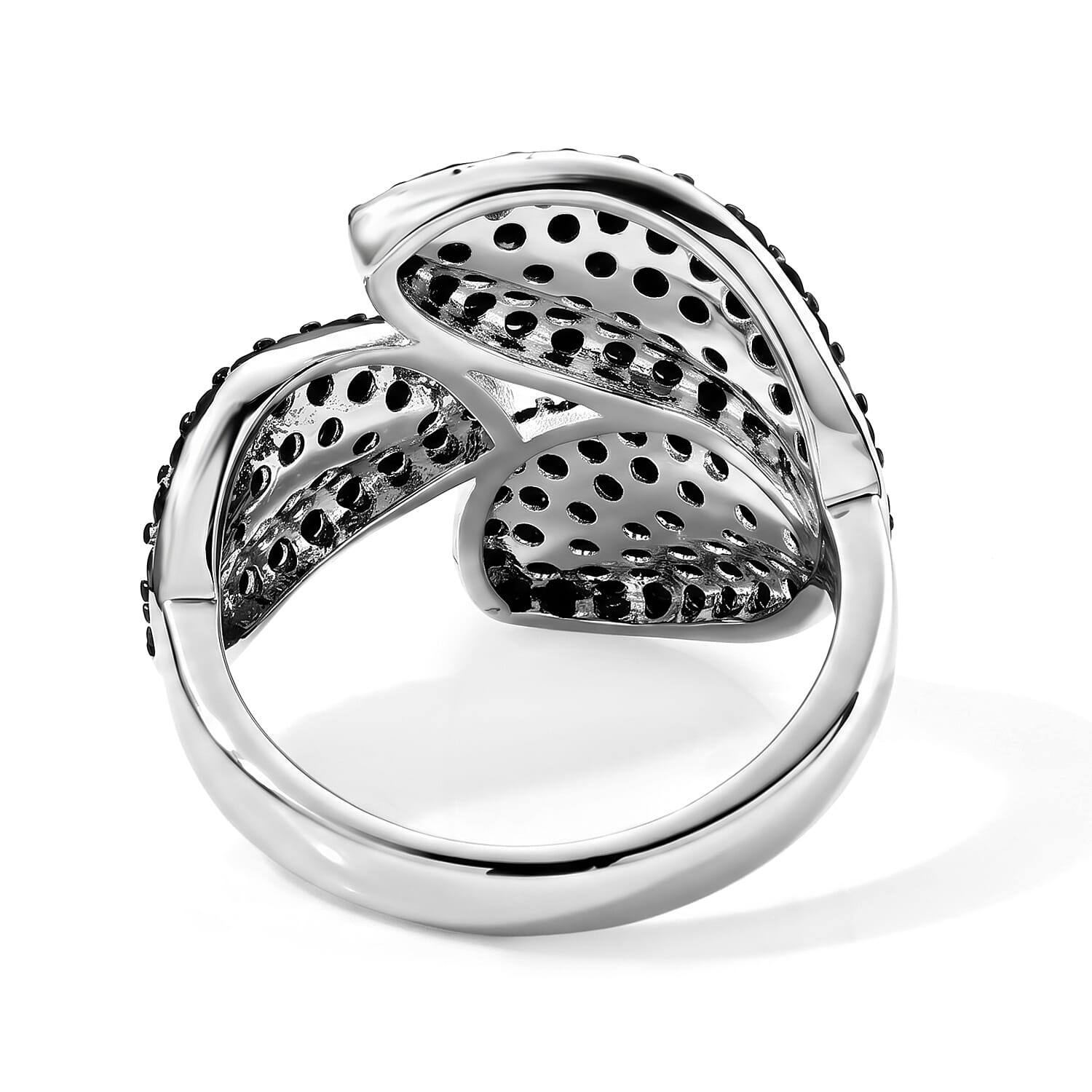 EverTrue Thai Black Spinel 1.40 ctw Leaf Ring in Dualtone (Size 5.0)