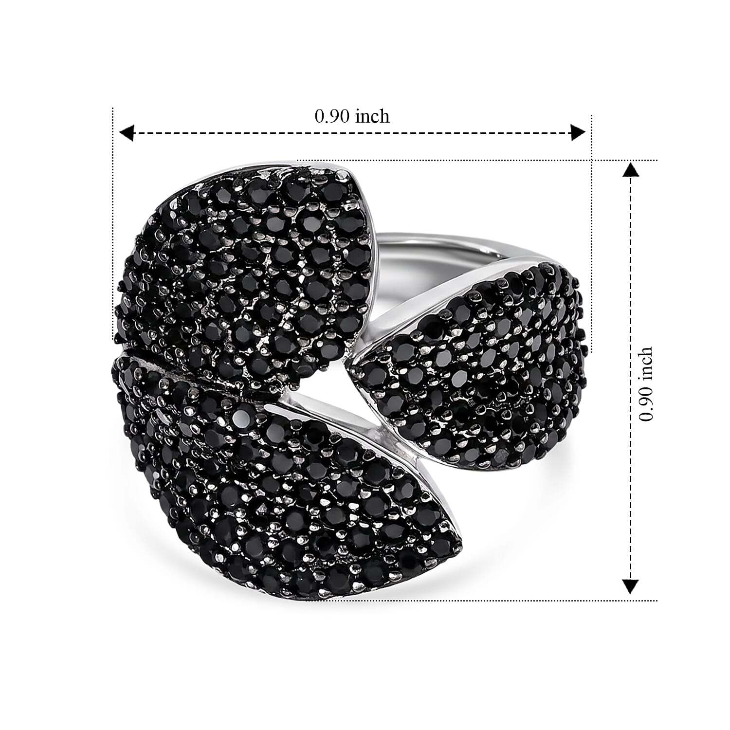 EverTrue Thai Black Spinel 1.40 ctw Leaf Ring in Dualtone (Size 5.0)