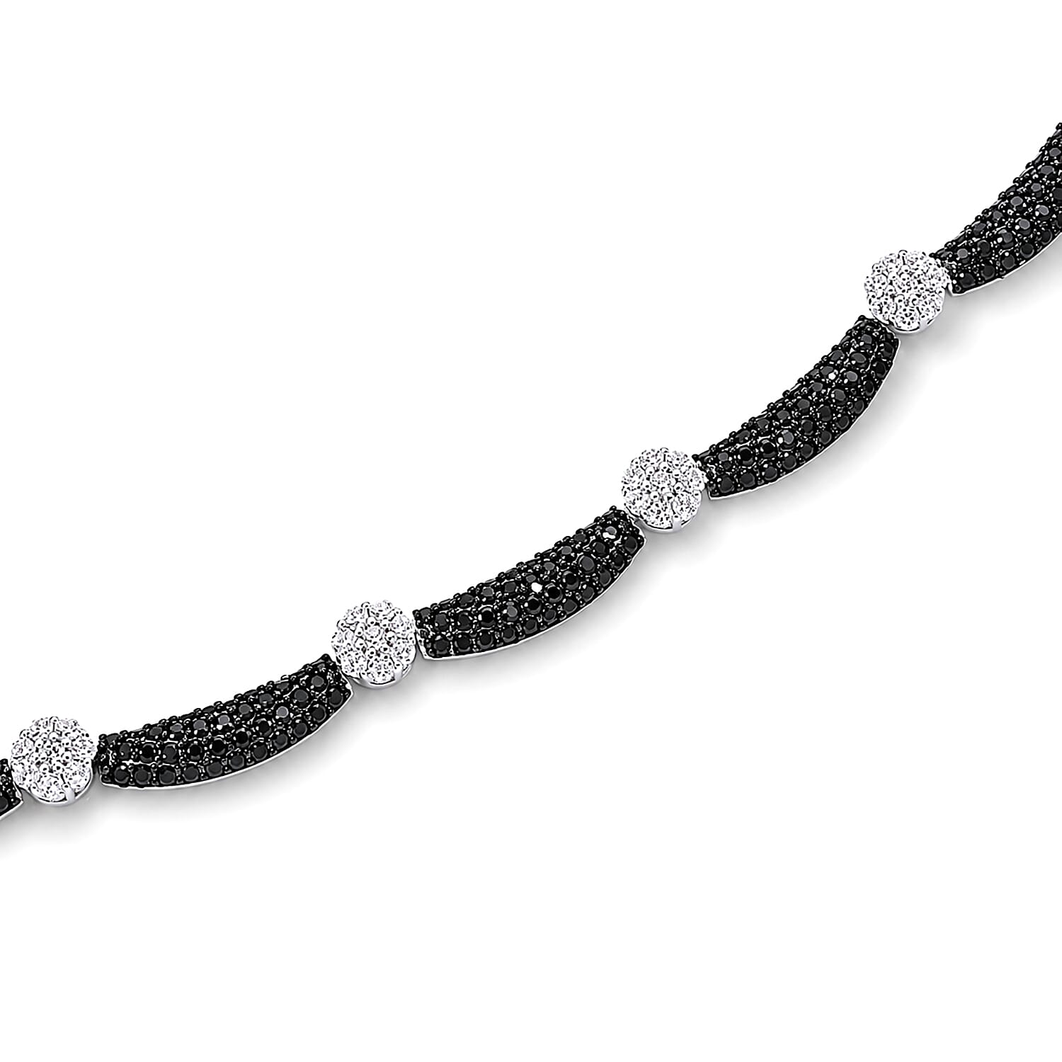 EverTrue Thai Black Spinel and Simulated Diamond 4.40 ctw Necklace in Dualtone 18 Inches