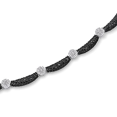 EverTrue Thai Black Spinel and Simulated Diamond 4.40 ctw Necklace in Dualtone 18 Inches