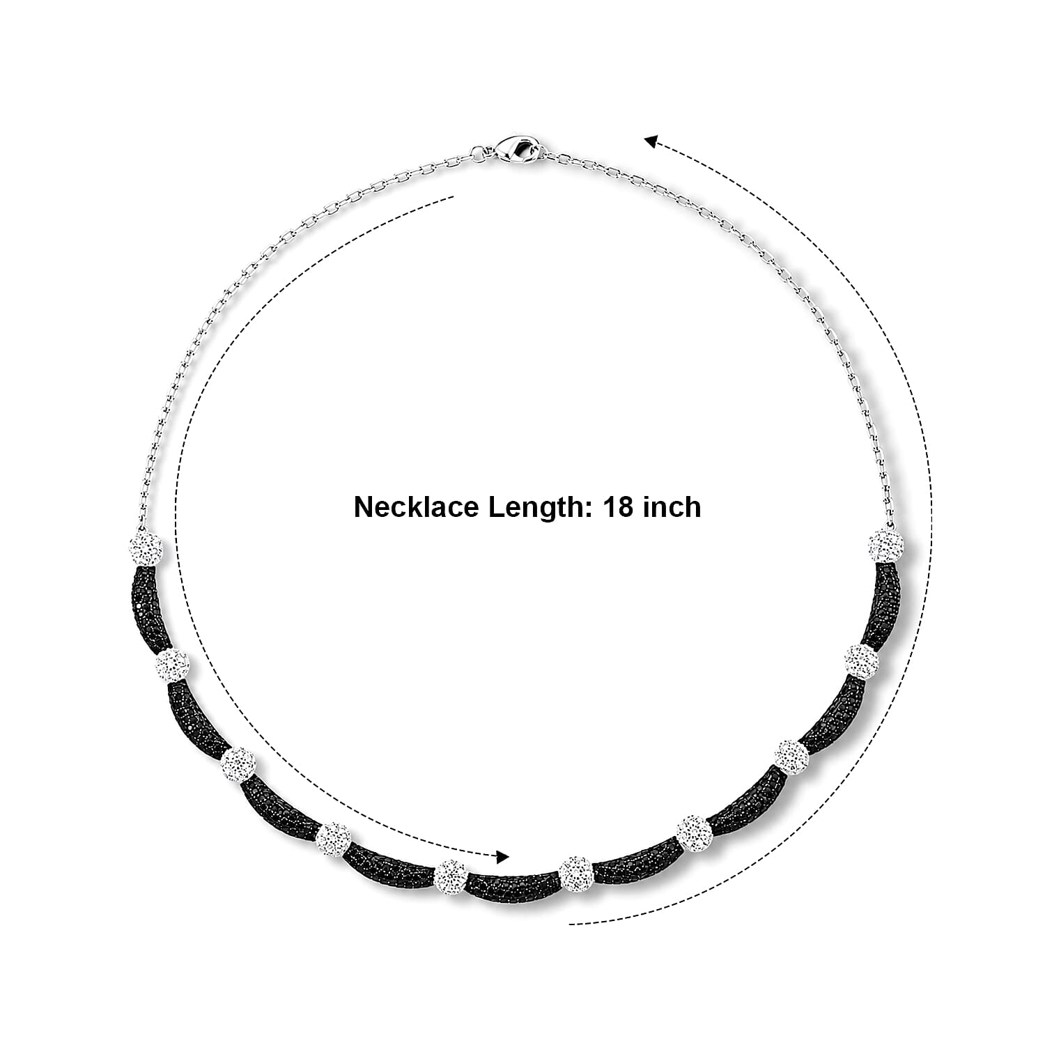 EverTrue Thai Black Spinel and Simulated Diamond 4.40 ctw Necklace in Dualtone 18 Inches