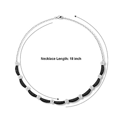 EverTrue Thai Black Spinel and Simulated Diamond 4.40 ctw Necklace in Dualtone 18 Inches