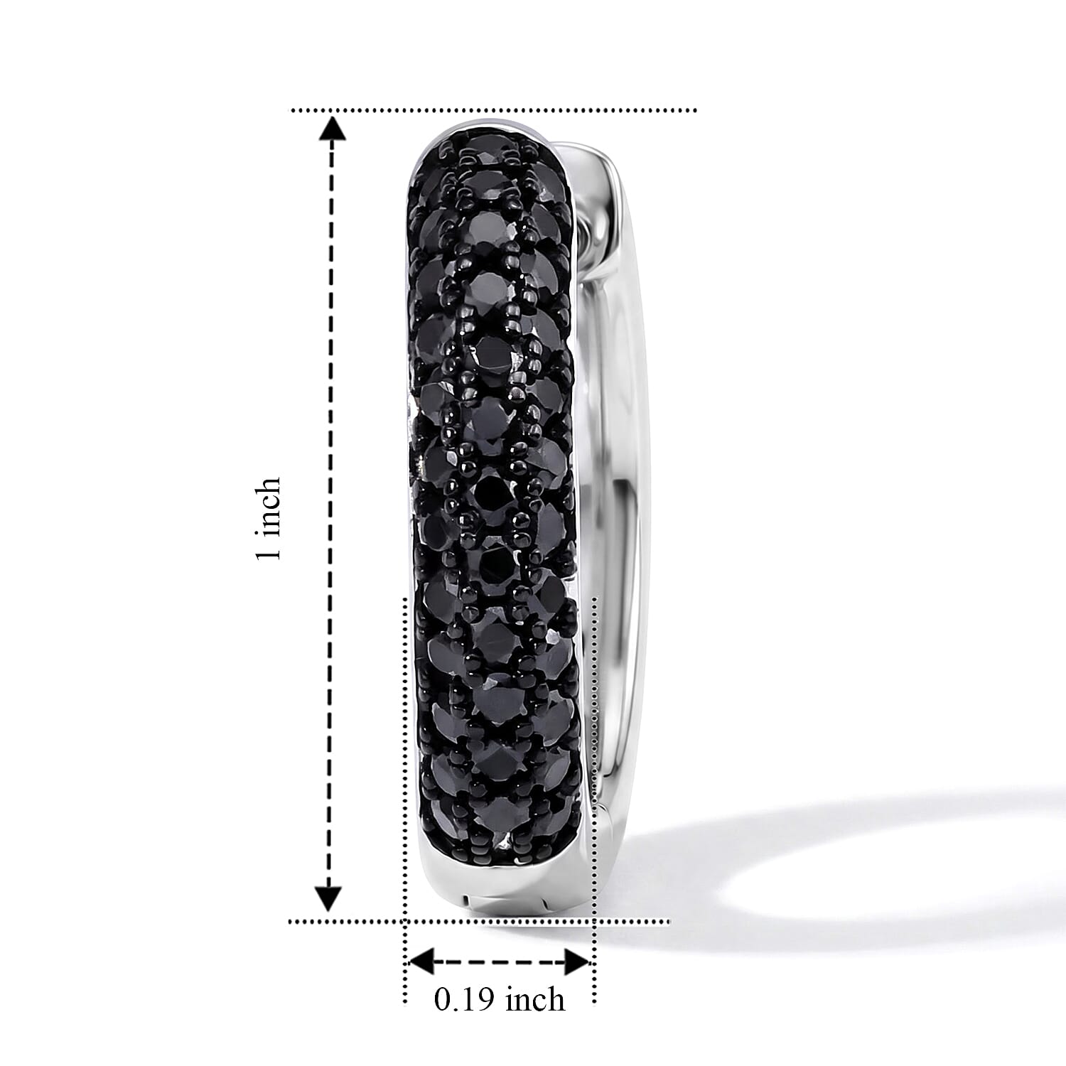 EverTrue Thai Black Spinel 1.65 ctw Hoop Earrings in Dualtone