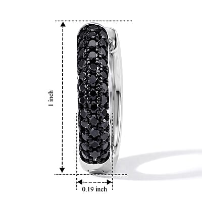 EverTrue Thai Black Spinel 1.65 ctw Hoop Earrings in Dualtone