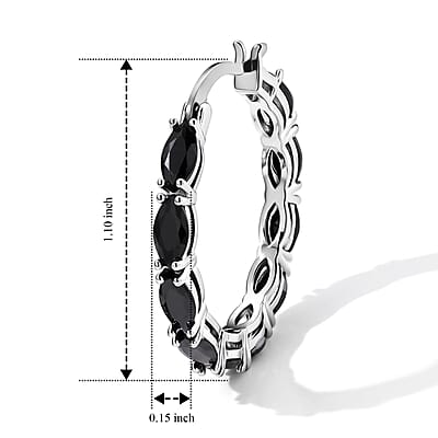 EverTrue Thai Black Spinel 1.20 ctw Hoop Earrings in Silvertone