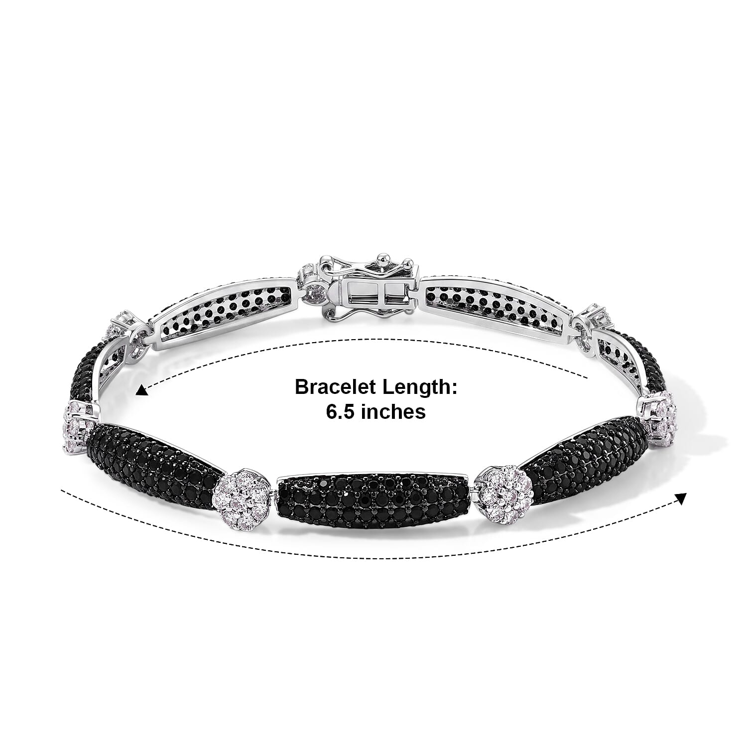 EverTrue Thai Black Spinel and Simulated Diamond 5.25 ctw Celebrity-Inspired Bracelet in Dualtone (6.50 In)