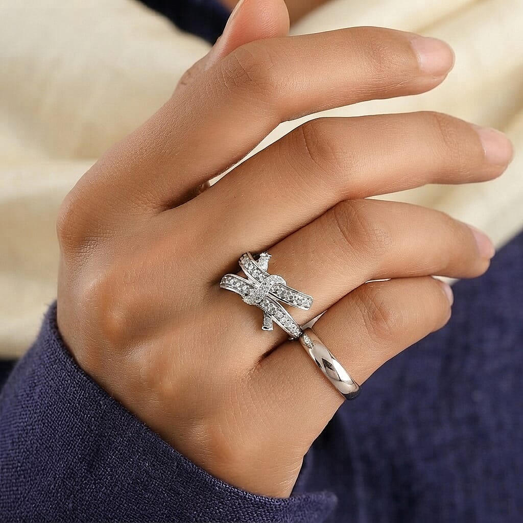 D'Joy Moissanite 0.50 ctw Bond Collection Ring in Rhodium Over Sterling Silver (Size 5.0)