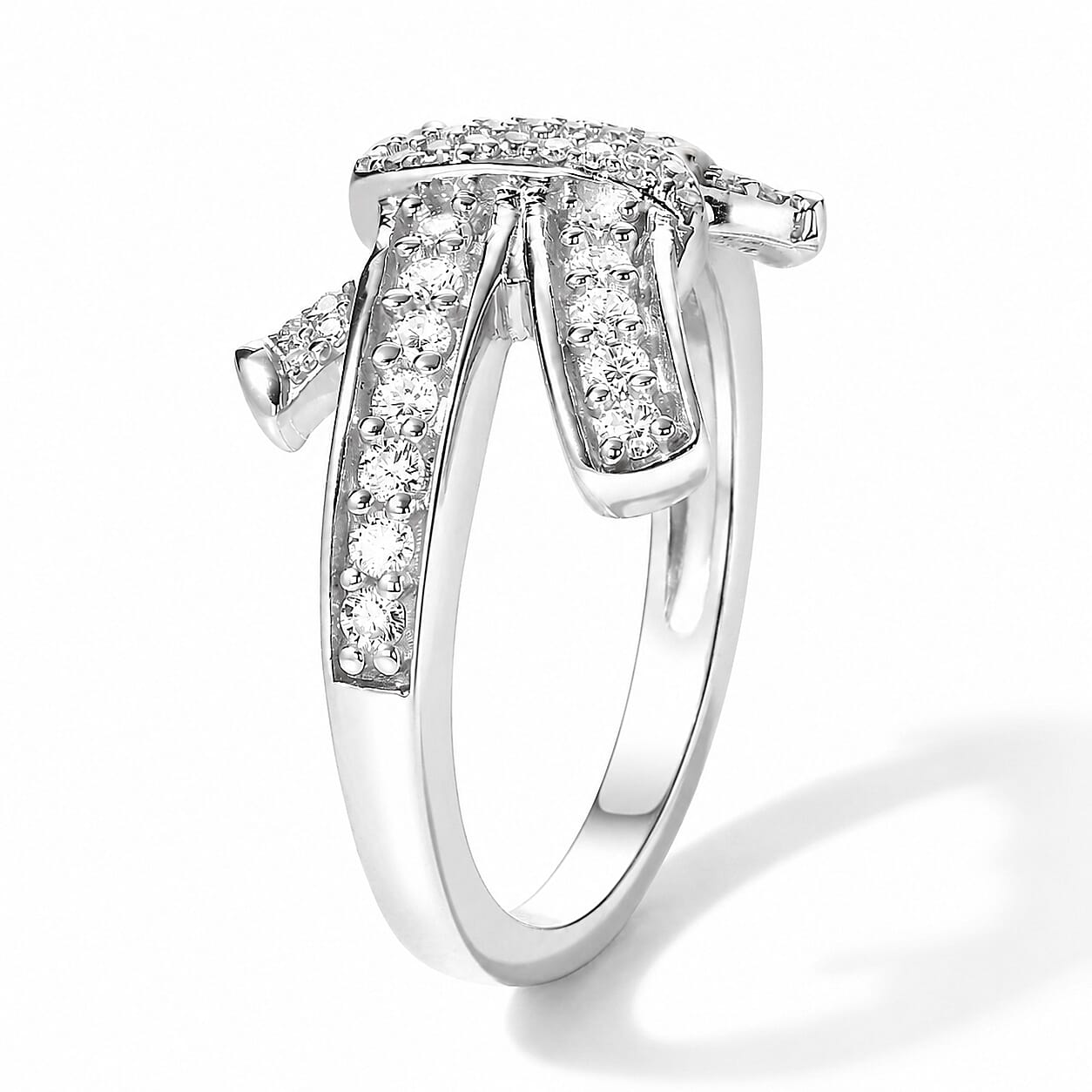 D'Joy Moissanite 0.50 ctw Bond Collection Ring in Rhodium Over Sterling Silver (Size 5.0)
