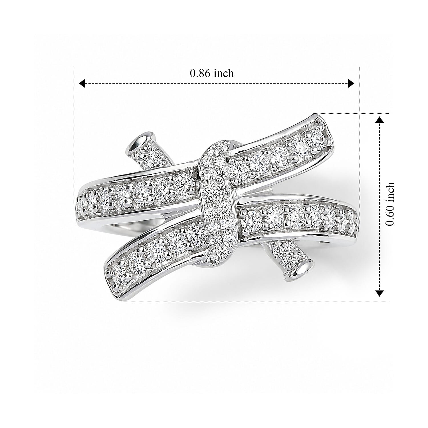 D'Joy Moissanite 0.50 ctw Bond Collection Ring in Rhodium Over Sterling Silver (Size 5.0)