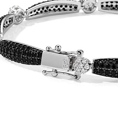 EverTrue Thai Black Spinel and Simulated Diamond 6.00 ctw Bracelet in Dualtone (7.25 In)