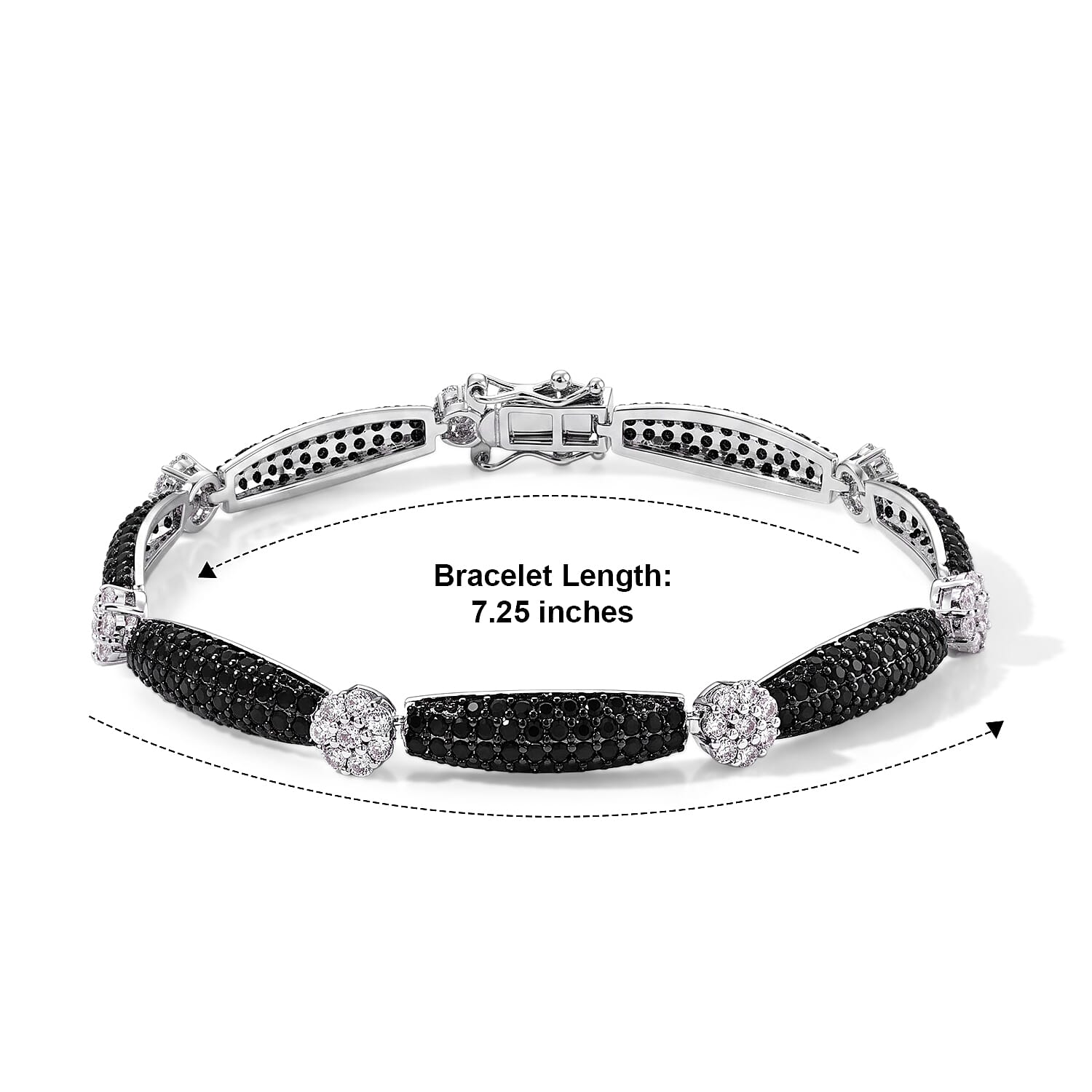 EverTrue Thai Black Spinel and Simulated Diamond 6.00 ctw Bracelet in Dualtone (7.25 In)