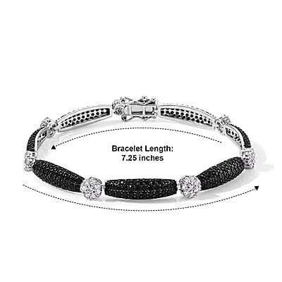 EverTrue Thai Black Spinel and Simulated Diamond 6.00 ctw Bracelet in Dualtone (7.25 In)