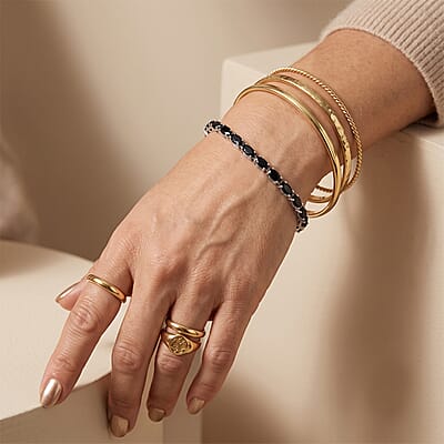 EverTrue Thai Black Spinel 6.90 ctw Classic Tennis Bracelet in Silvertone (6.50 In)