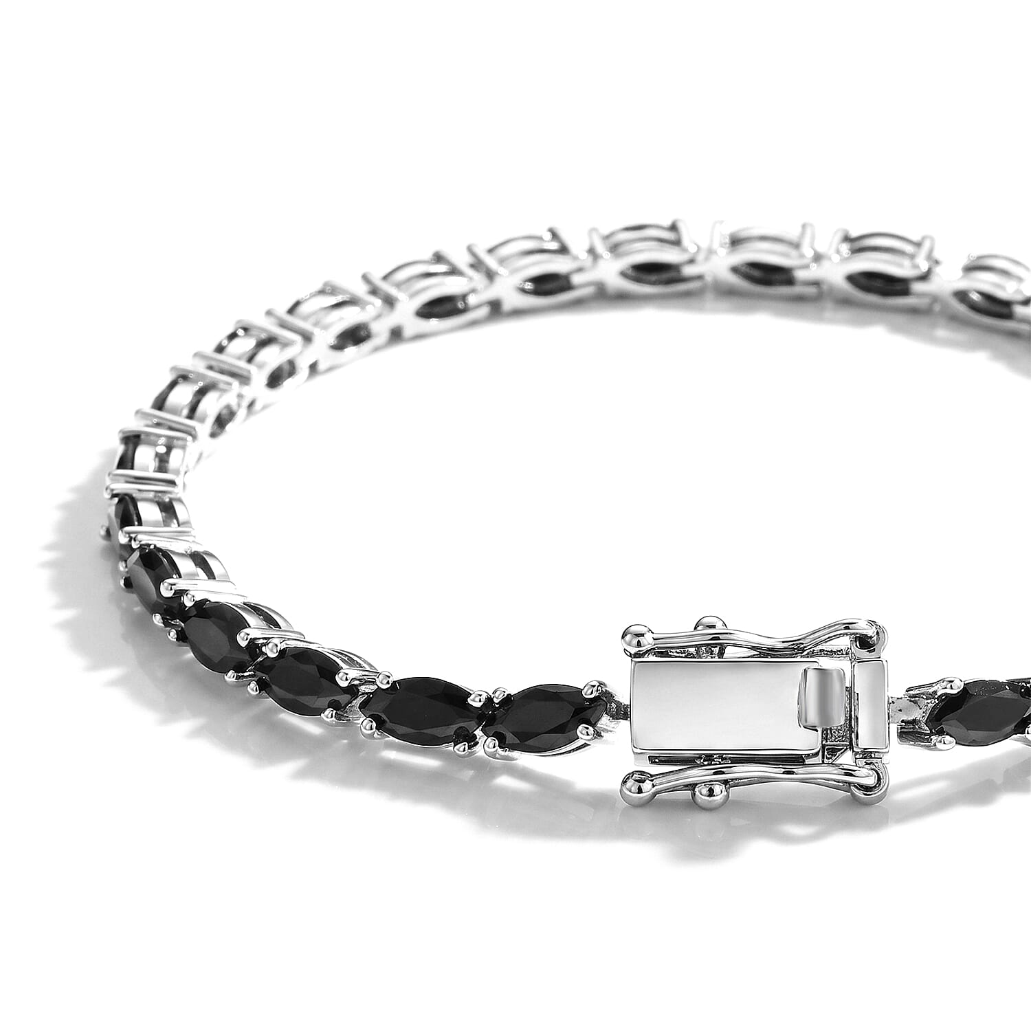 EverTrue Thai Black Spinel 6.90 ctw Classic Tennis Bracelet in Silvertone (6.50 In)