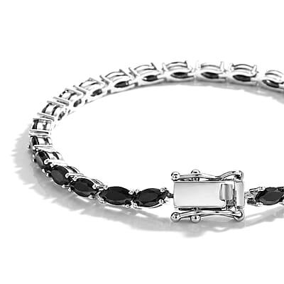EverTrue Thai Black Spinel 6.90 ctw Classic Tennis Bracelet in Silvertone (6.50 In)