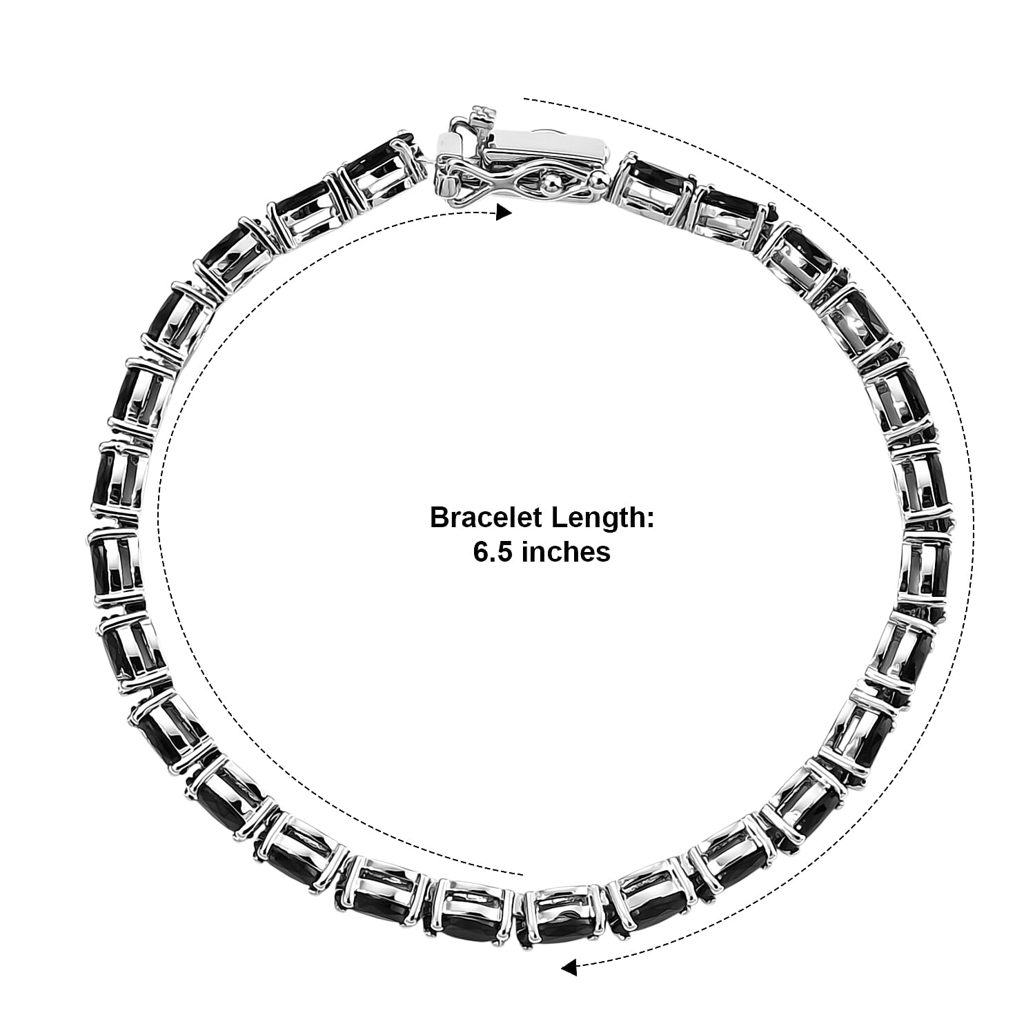 EverTrue Thai Black Spinel 6.90 ctw Classic Tennis Bracelet in Silvertone (6.50 In)