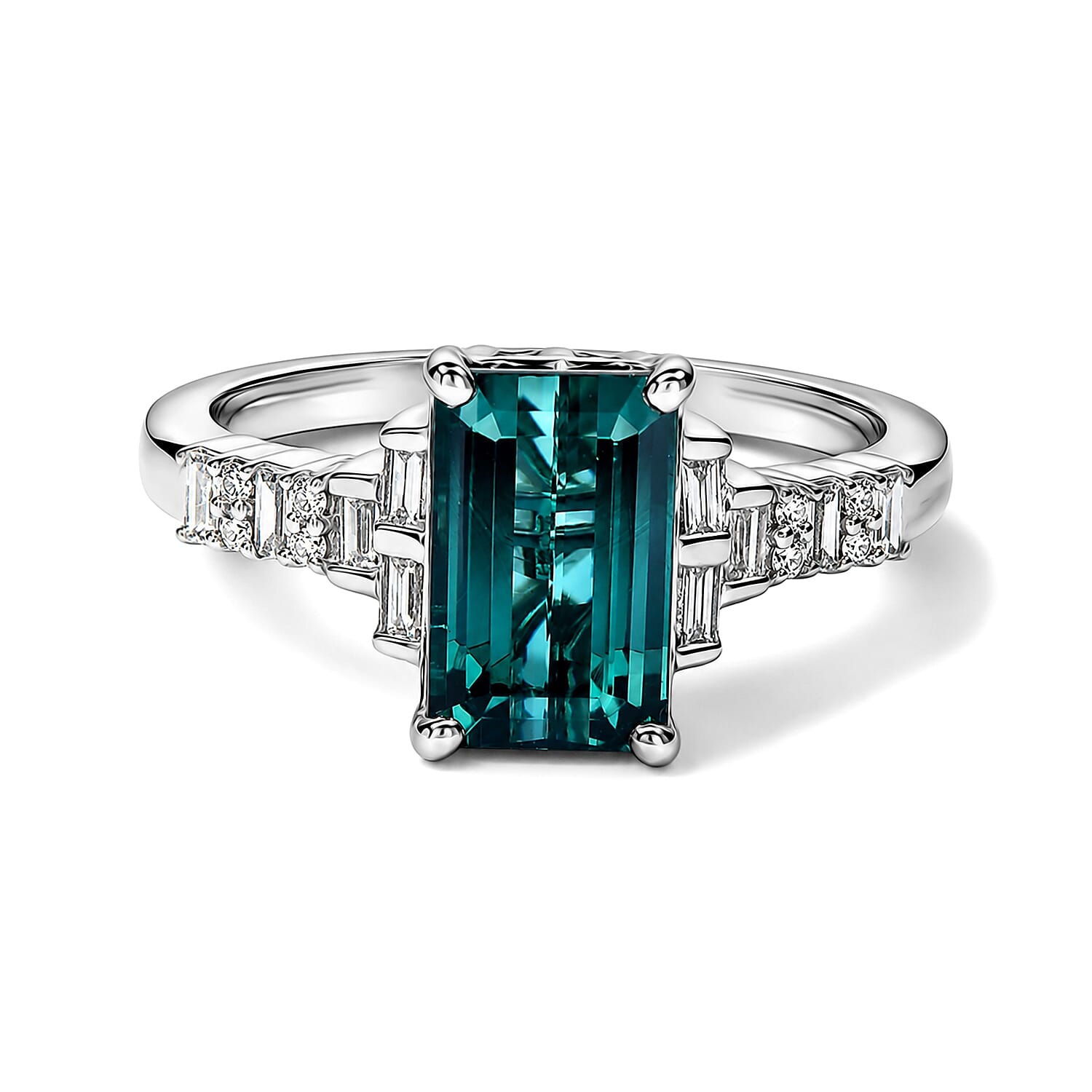 Rhapsody 950 Platinum AAAA Monte Belo Indicolite, Diamond (E-F, VS) (0.26 cts) Ring (Size 8.0) (6.30 g) 2.65 ctw