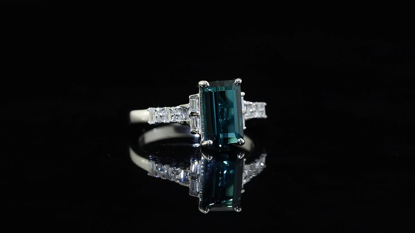 Rhapsody 950 Platinum AAAA Monte Belo Indicolite, Diamond (E-F, VS) (0.26 cts) Ring (Size 8.0) (6.30 g) 2.65 ctw