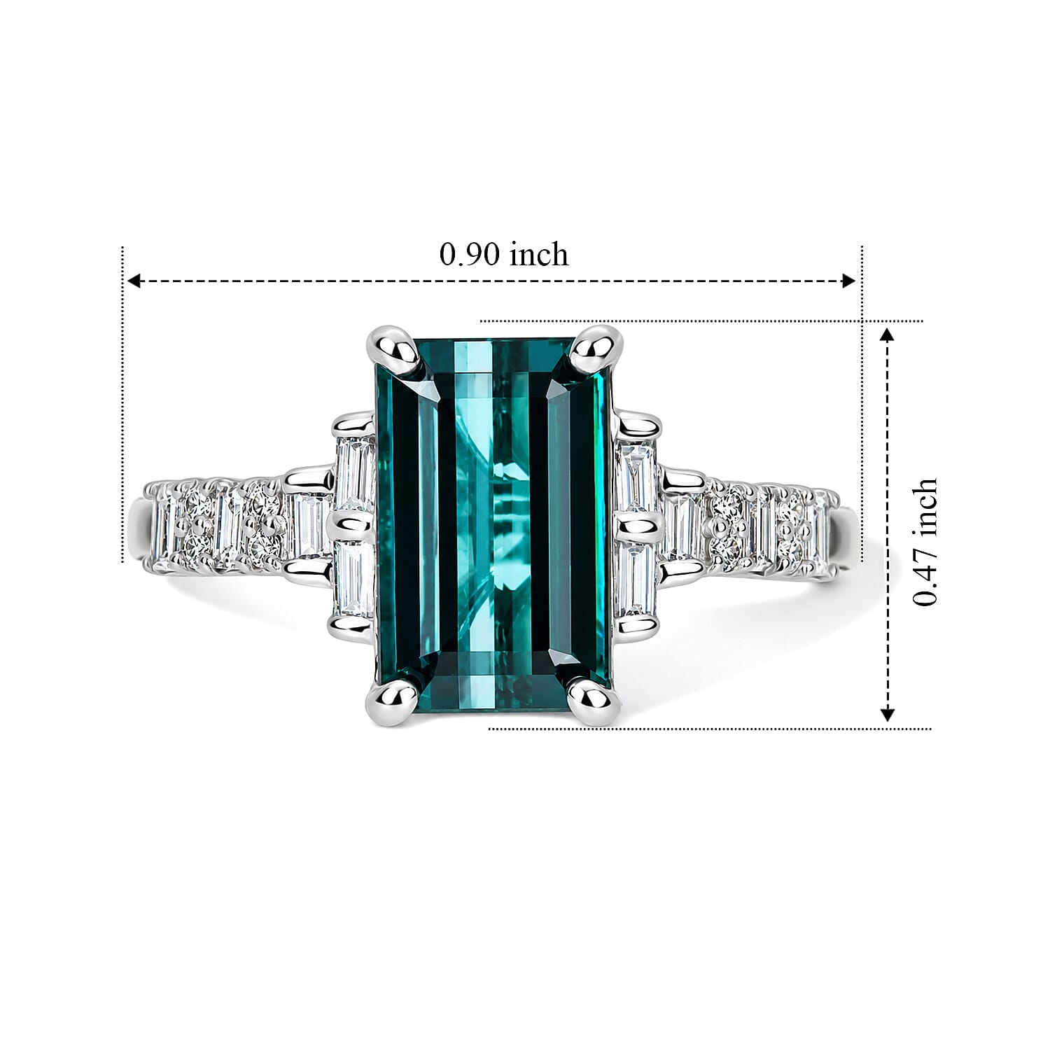 Rhapsody AAAA Monte Belo Indicolite and Diamond E-F VS 2.65 ctw Art Deco Glamour Ring in 950 Platinum (Size 8.0) 6.30 Grams