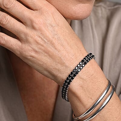 EverTrue Thai Black Spinel 13.00 ctw Bracelet in Platinum Bond (7.25 In)