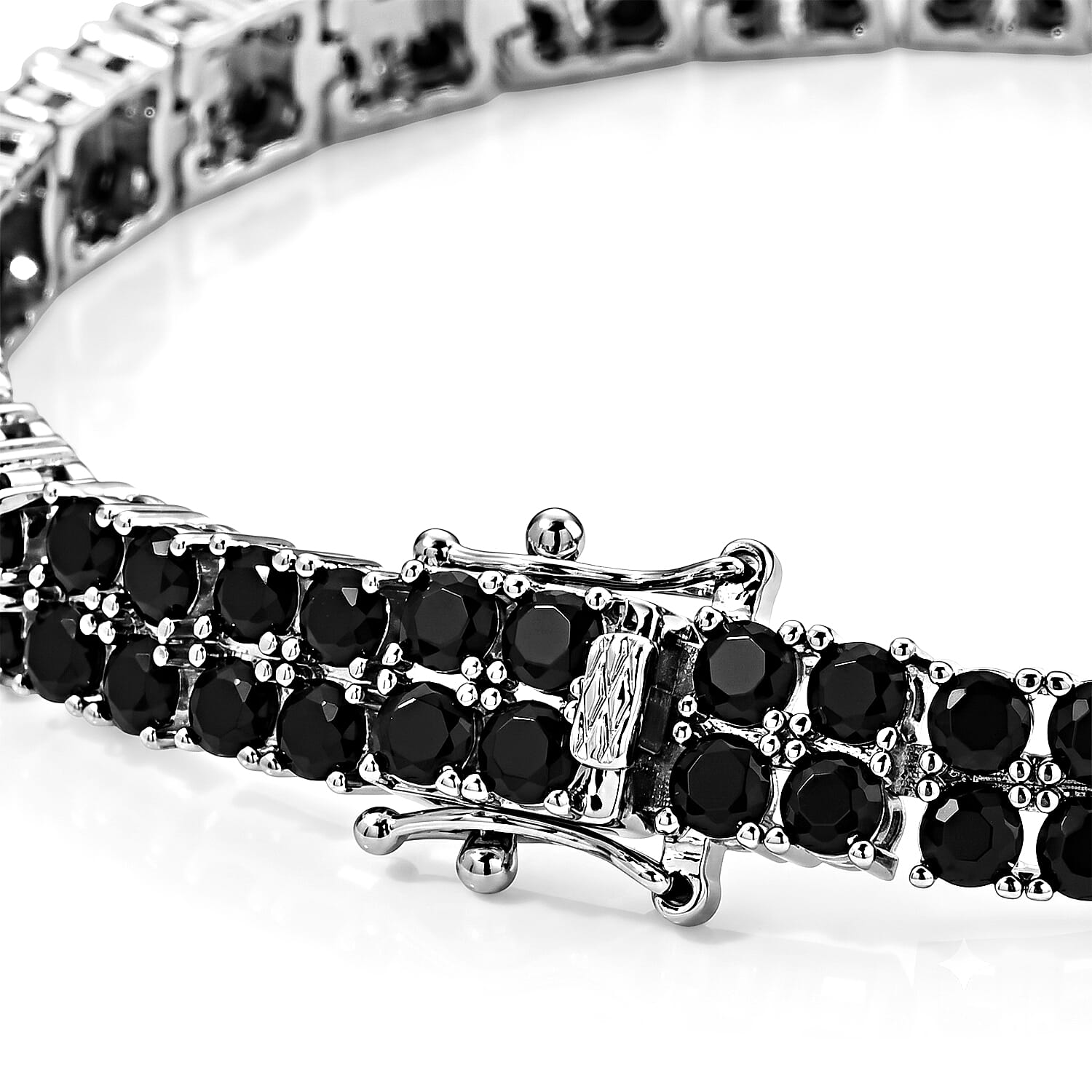 EverTrue Thai Black Spinel 13.00 ctw Bracelet in Platinum Bond (7.25 In)