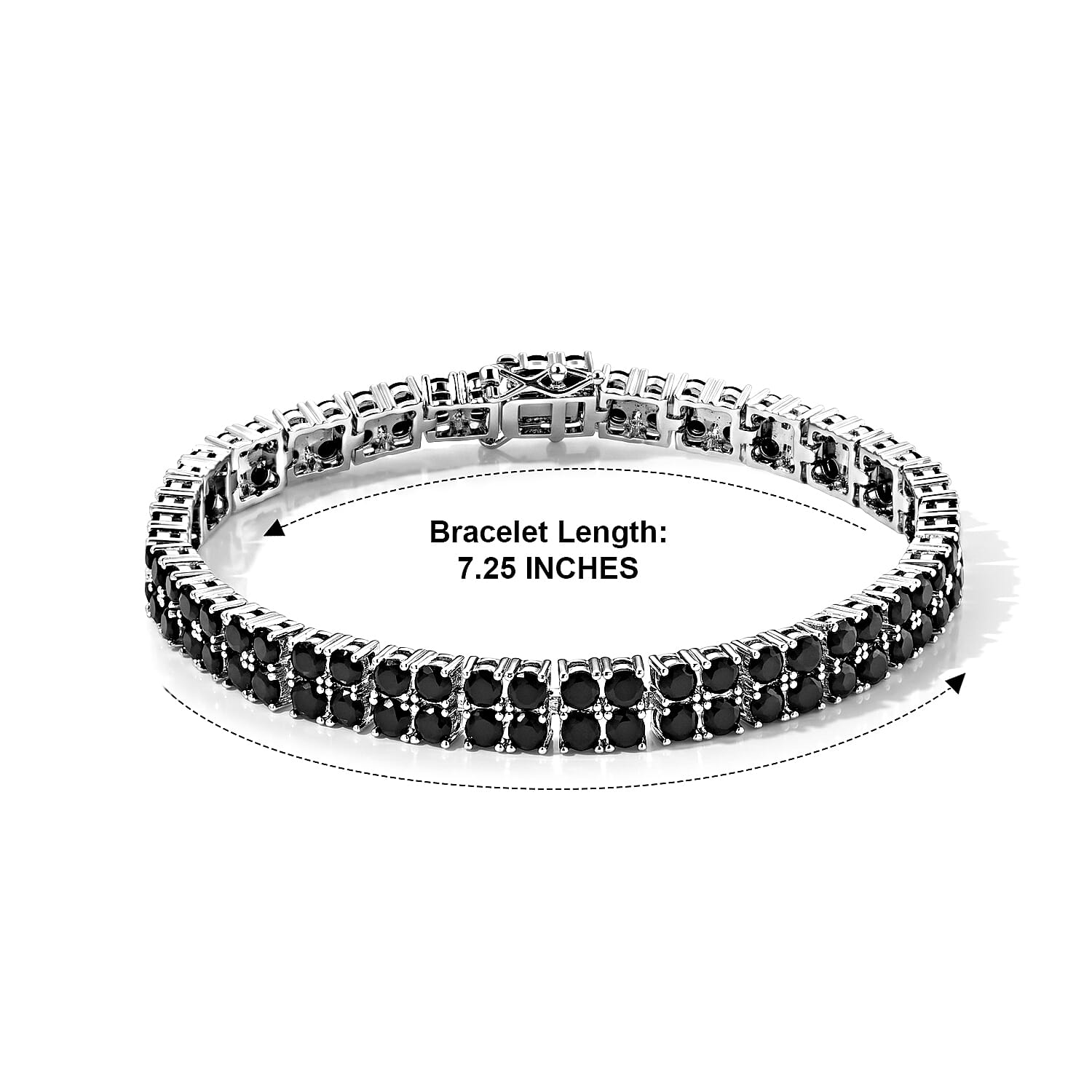EverTrue Thai Black Spinel 13.00 ctw Bracelet in Platinum Bond (7.25 In)