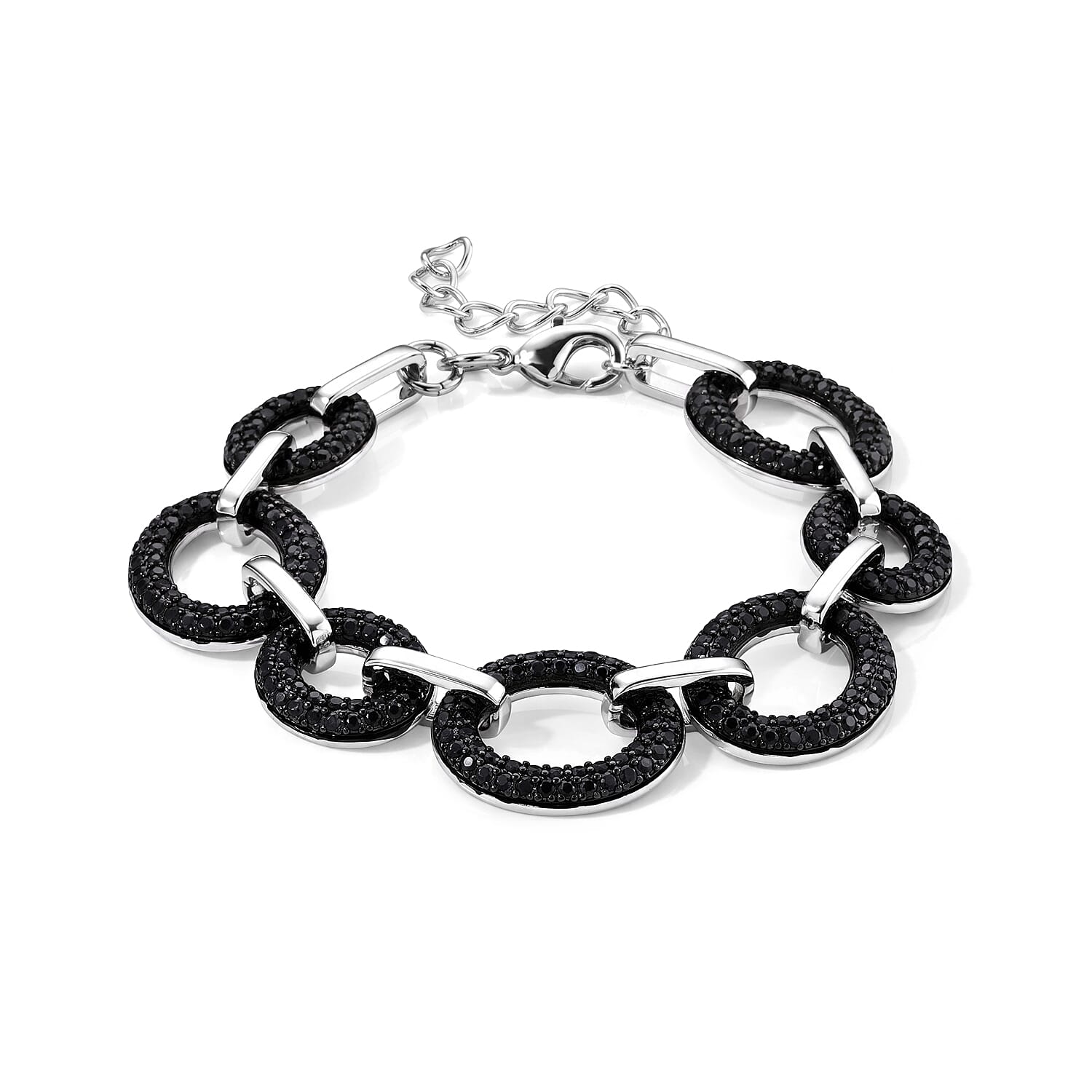EverTrue Thai Black Spinel 14.60 ctw Bracelet in Dualtone (6.50-8.0In)