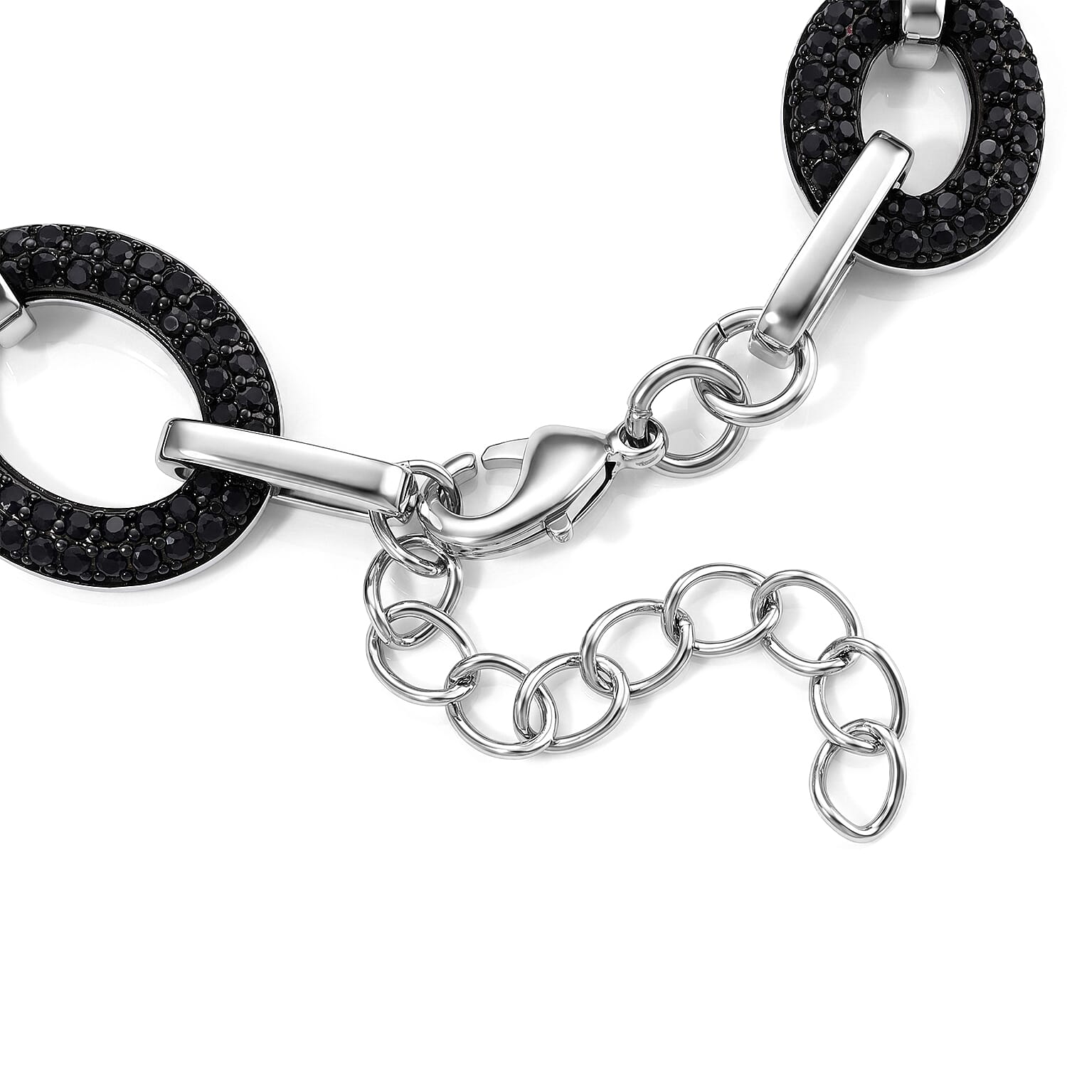 EverTrue Thai Black Spinel 14.60 ctw Bracelet in Dualtone (6.50-8.0In)