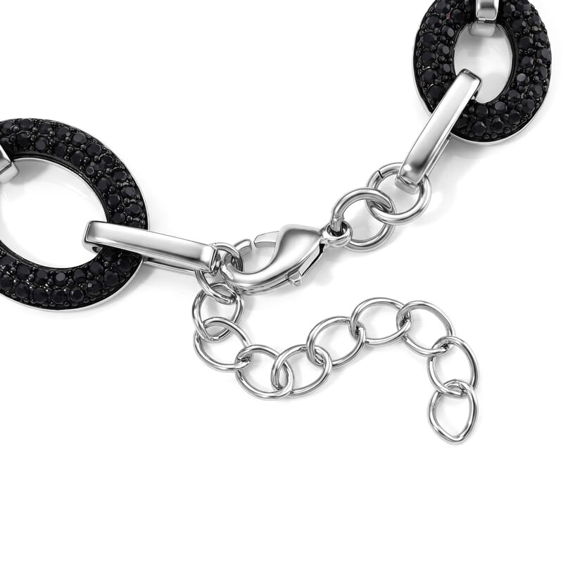 EverTrue Thai Black Spinel 14.60 ctw Bracelet in Dualtone (6.50-8.0In)