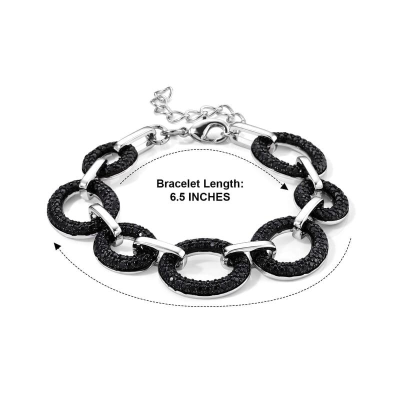 EverTrue Thai Black Spinel 14.60 ctw Bracelet in Dualtone (6.50-8.0In)
