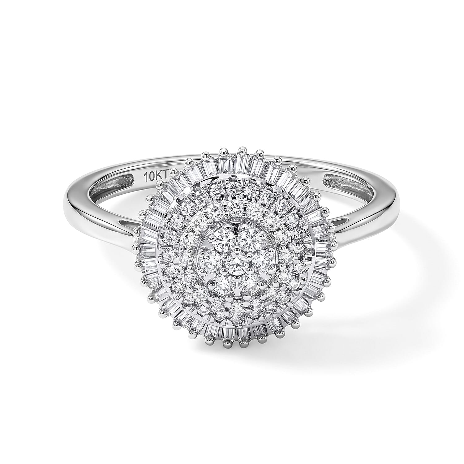 Luxoro Diamond G-H I1 0.50 ctw Sunburst Ring in 10K White Gold (Size  7.0)