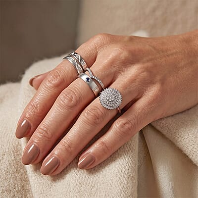 Luxoro Diamond G-H I1 0.50 ctw Sunburst Ring in 10K White Gold (Size  7.0)