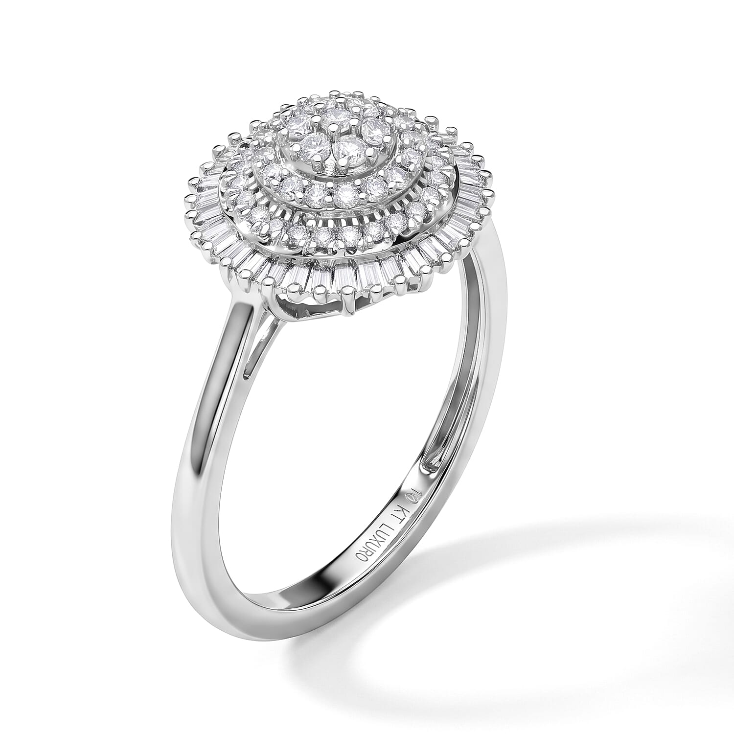 Luxoro Diamond G-H I1 0.50 ctw Sunburst Ring in 10K White Gold (Size  7.0)