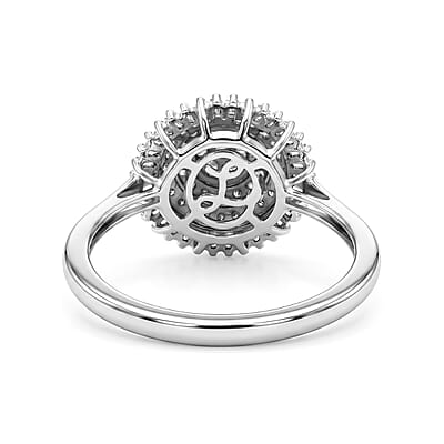 Luxoro Diamond G-H I1 0.50 ctw Sunburst Ring in 10K White Gold (Size  7.0)