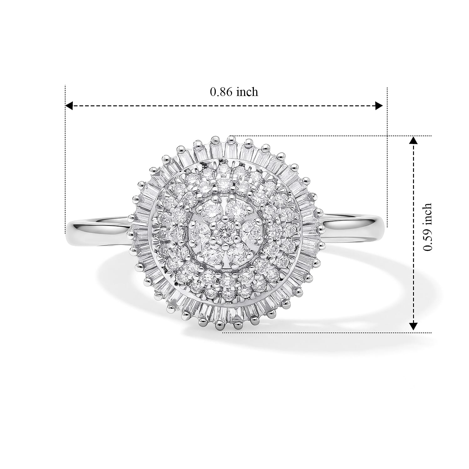 Luxoro Diamond G-H I1 0.50 ctw Sunburst Ring in 10K White Gold (Size  7.0)