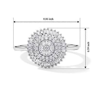 Luxoro Diamond G-H I1 0.50 ctw Sunburst Ring in 10K White Gold (Size  7.0)