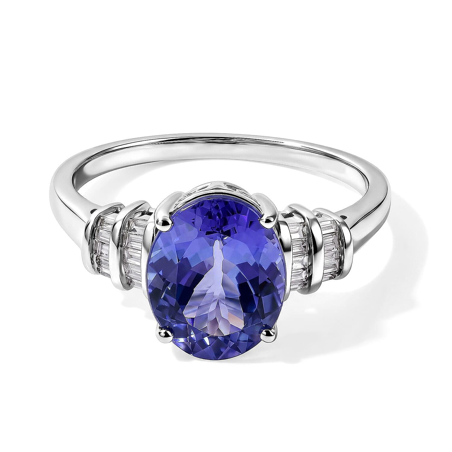 Luxoro AAA Tanzanite and Diamond I2 2.45 ctw Ring in 14K White Gold (Size  6.0)