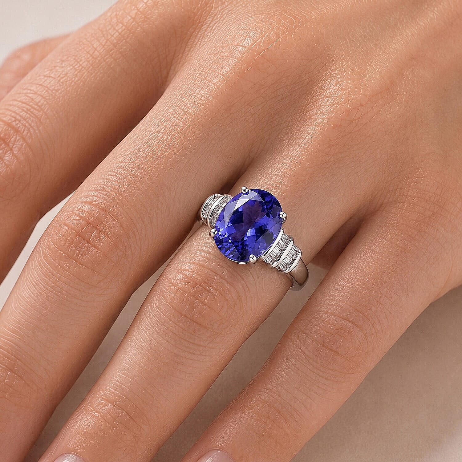 Luxoro AAA Tanzanite and Diamond I2 2.45 ctw Ring in 14K White Gold (Size  6.0)