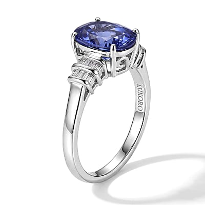 Luxoro AAA Tanzanite and Diamond I2 2.45 ctw Ring in 14K White Gold (Size  6.0)